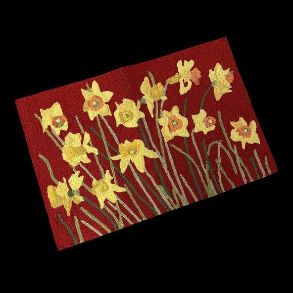 Indoor Outdoor Rug Liora Manne Frontporch Daffodil Red Hand Tufted 20x30 Floral
